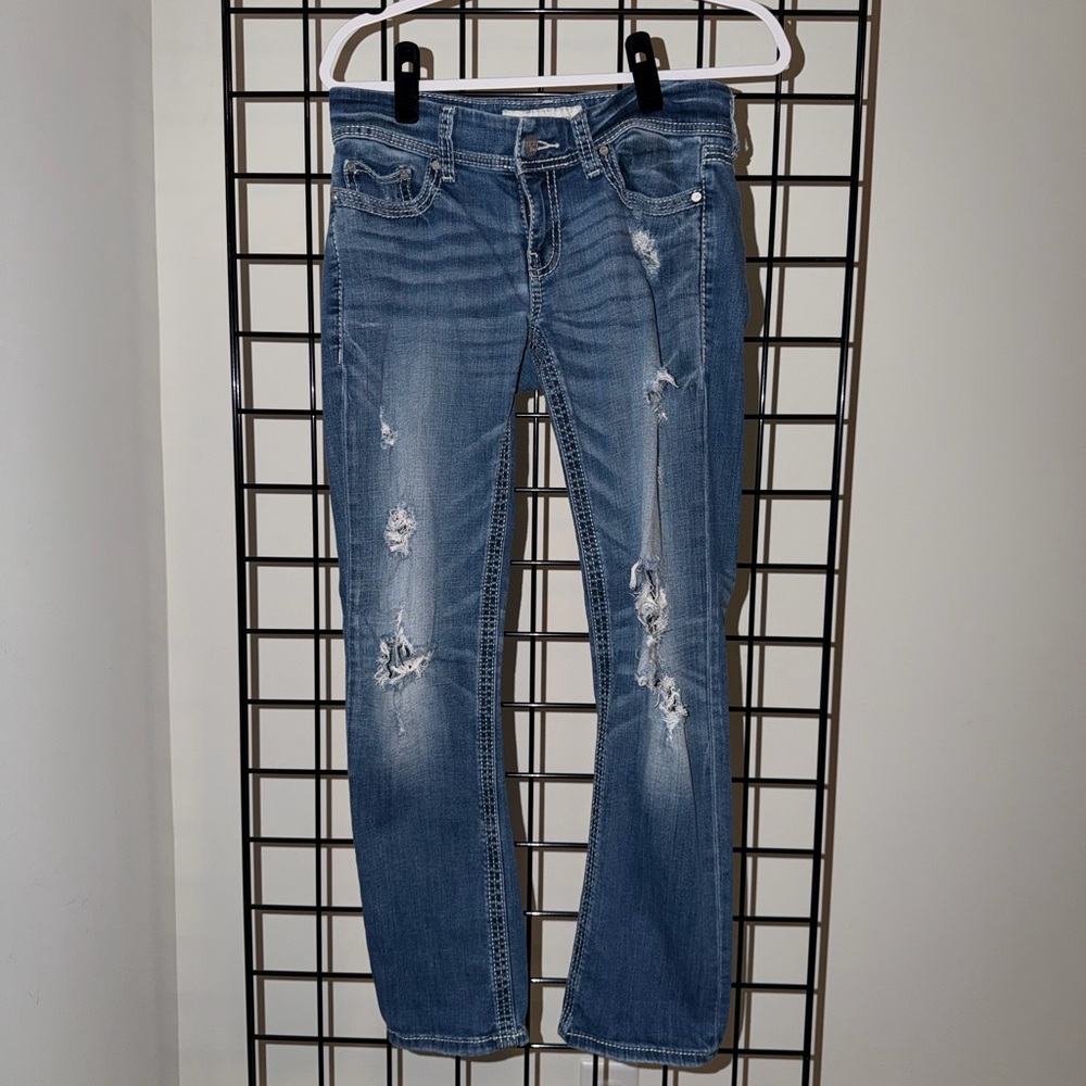 BKE Women's Blue Straight Leg Jeans
